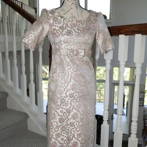 Vintage evening dress Size S Gold and Rose embroidered